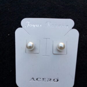 Aros perlas pegadas numero 6 acero