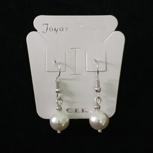 Aros  perlas 10 mm colgante.