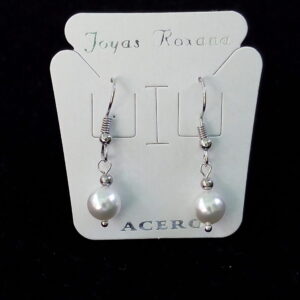 Aros perlas colgantes, con pasantes en acero quirúrgico